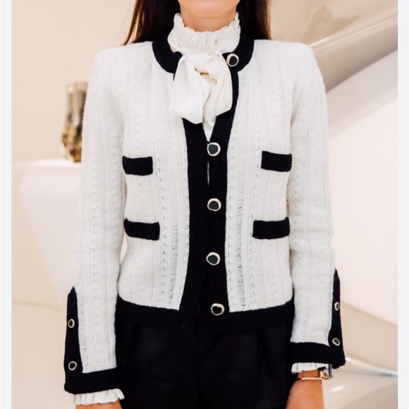 ❌SOLD❌ SAINT LAURENT Two Tone Wool Cardigan - Picture 4 of 12